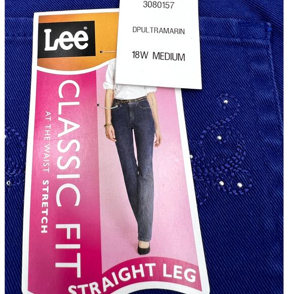 Lee Classic Fit Straight Jeans Women's Plus Size 18W Medium Blue NOS - Picture 3 of 13
